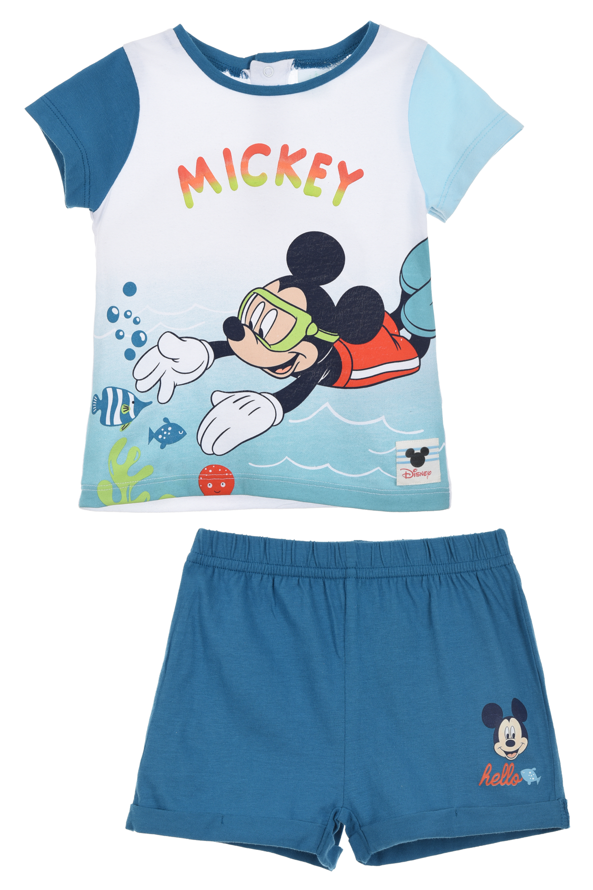 Completo Short + T-Shirt Topolino DISNEY Neonato 100% Cotone - Ex0032blu