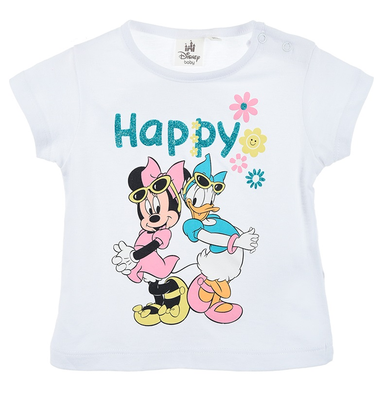 T-Shirt M.c. Minnie DISNEY Maglietta Bambino 100% Cotone - Ex0072.biobianco