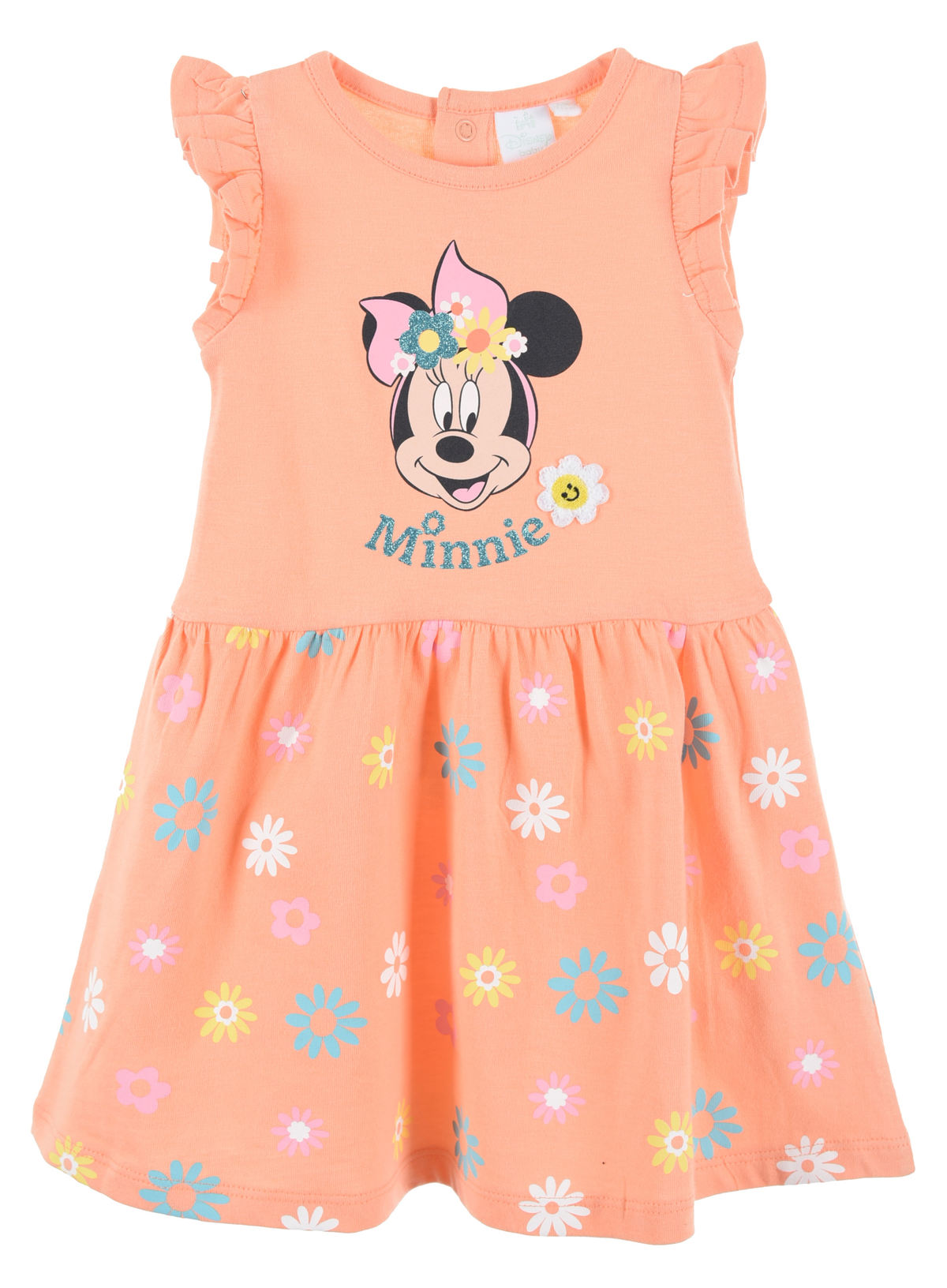 Scamiciata Minnie DISNEY Abito Vestito 100% Cotone Bambina - Ex0007arancio