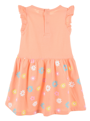 Scamiciata Minnie DISNEY Abito Vestito 100% Cotone Bambina - Ex0007arancio