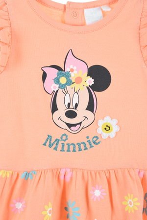 Scamiciata Minnie DISNEY Abito Vestito 100% Cotone Bambina - Ex0007arancio