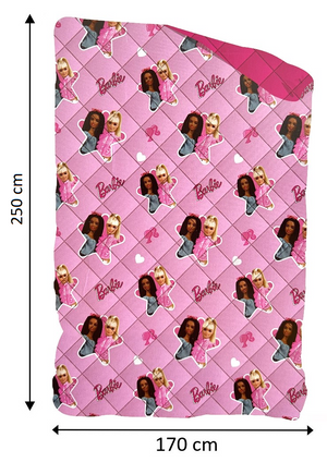 Trapuntino Barbie Coperta Copriletto Trapuntato 100 Gsm Letto Singolo 170x250 CM - Bar-1378