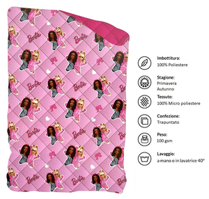 Trapuntino Barbie Coperta Copriletto Trapuntato 100 Gsm Letto Singolo 170x250 CM - Bar-1378
