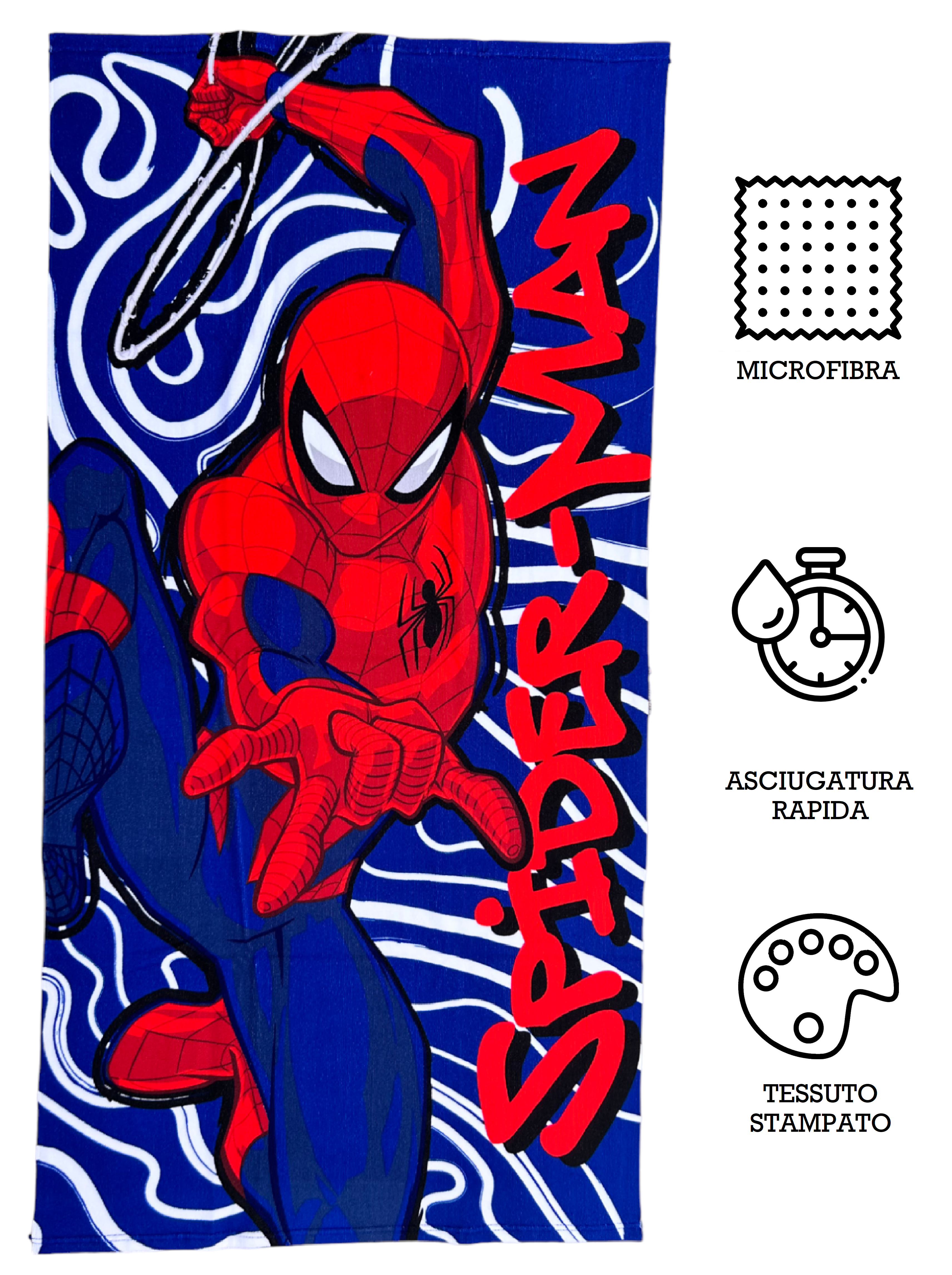 Telo Mare Spiderman MARVEL Asciugamano per Bambini in Microfibra CM 140x70 - Spm1399