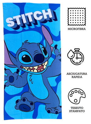 Telo Mare Stitch DISNEY Asciugamano per Bambini in Microfibra CM 140x70 - Sti1412