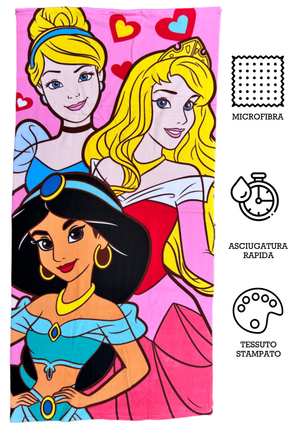 Telo Mare Principesse DISNEY Asciugamano per Bambini in Microfibra CM 140x70 - Pri1401