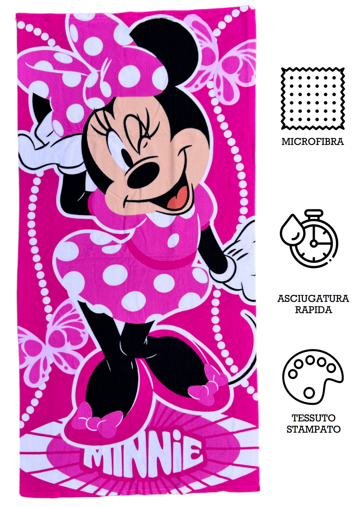 Telo Mare Minnie DISNEY Asciugamano per Bambini in Microfibra CM 140x70 - Min1397