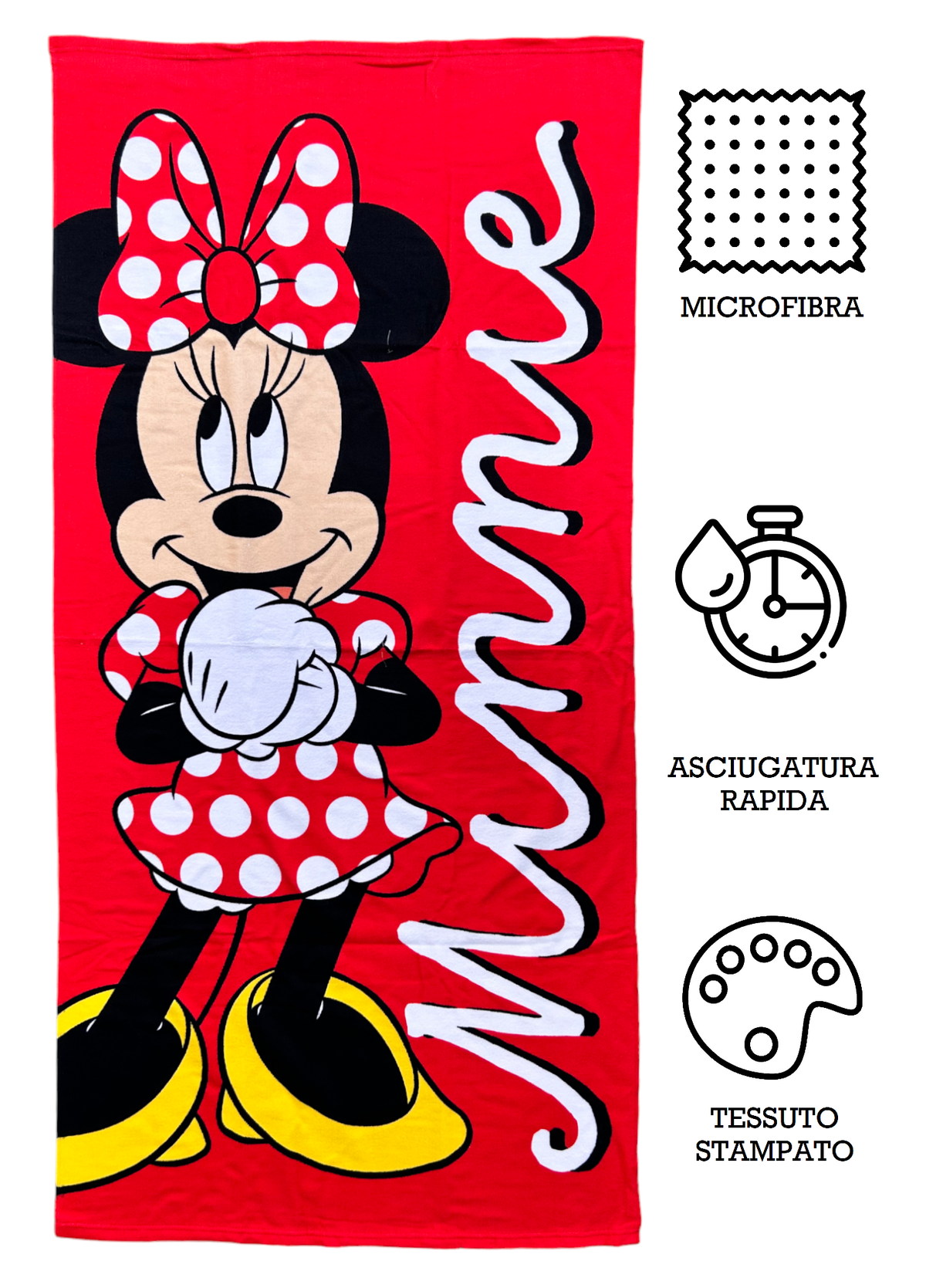 Telo Mare Minnie DISNEY Asciugamano per Bambini in Microfibra CM 140x70 - Min24-001