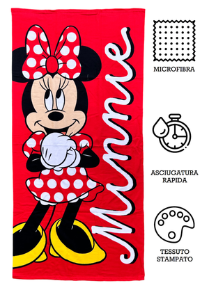 Telo Mare Minnie DISNEY Asciugamano per Bambini in Microfibra CM 140x70 - Min24-001