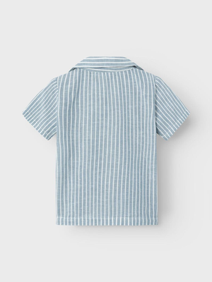 Camicia Maniche Corte Misto Lino Bambino - 13229475celeste