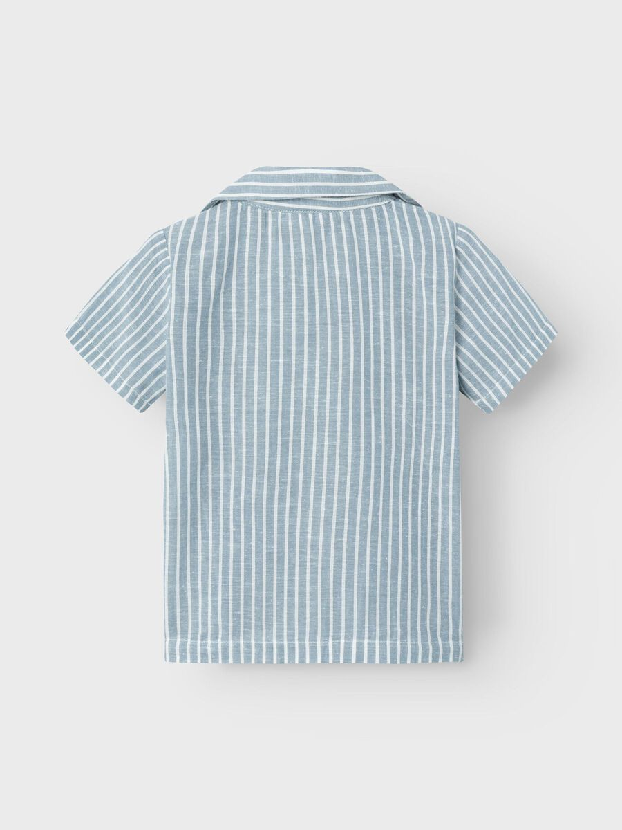Camicia Maniche Corte Misto Lino Bambino - 13229475celeste