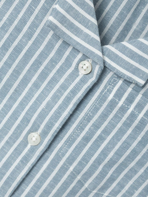 Camicia Maniche Corte Misto Lino Bambino - 13229475celeste