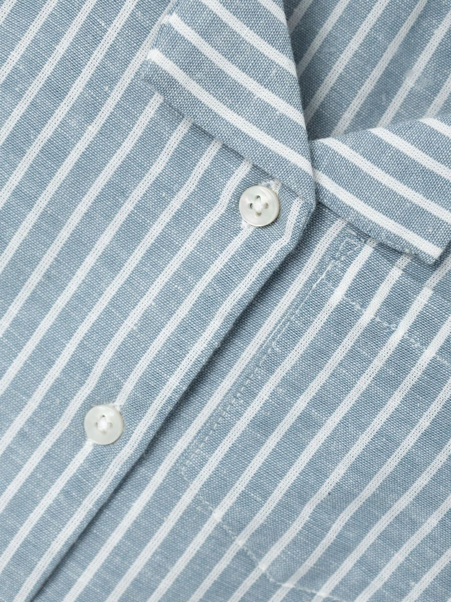 Camicia Maniche Corte Misto Lino Bambino - 13229475celeste