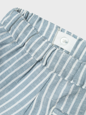 Bermuda in Misto Lino con Vita Regolaboile Pantaloncini Bambino - 13229476celeste