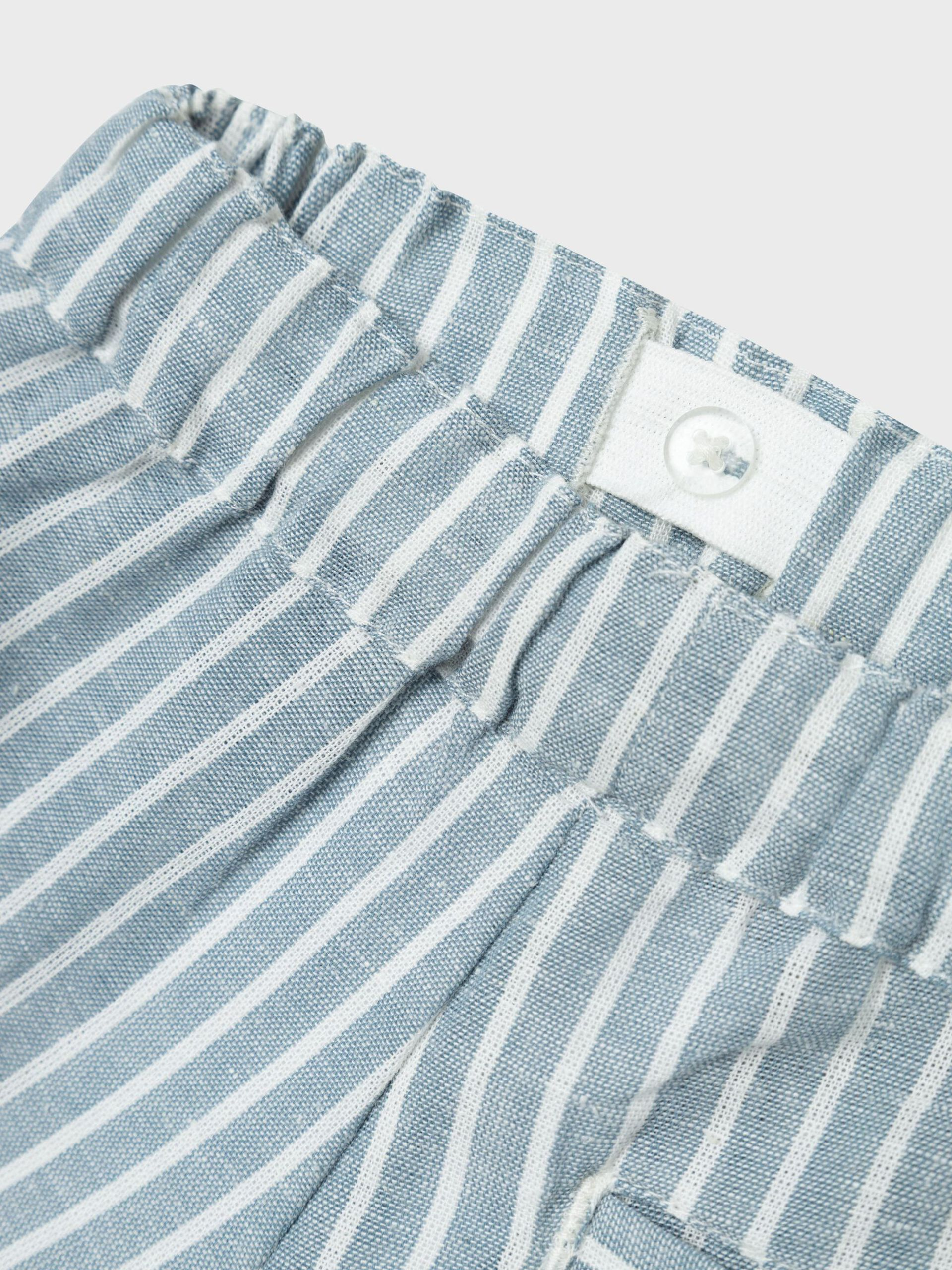 Bermuda in Misto Lino con Vita Regolaboile Pantaloncini Bambino - 13229476celeste