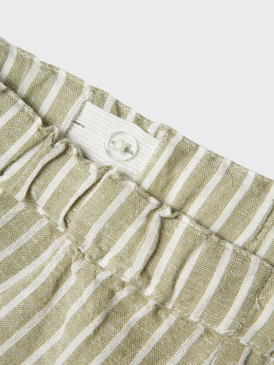 Bermuda in Misto Lino con Vita Regolaboile Pantaloncini Bambino - 13229476verde