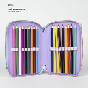 Astuccio Scuola Stitch e Angel DISNEY Multiscomparto 3 Zip Portacolori Giotto - 1153
