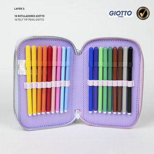 Astuccio Scuola Stitch e Angel DISNEY Multiscomparto 3 Zip Portacolori Giotto - 1153