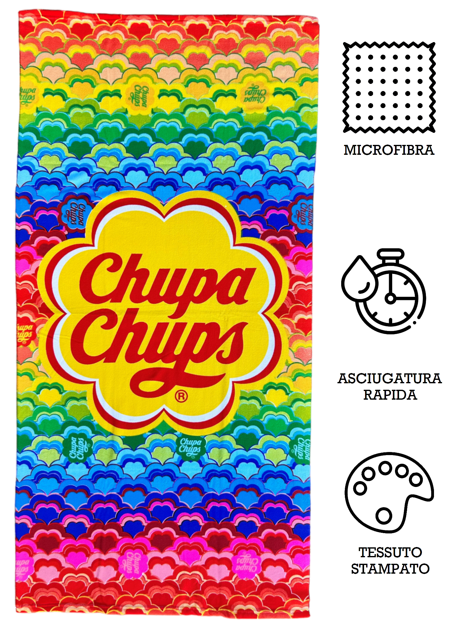 Telo Mare Chupa Chups Asciugamano per Bambini in Microfibra CM 140x70 - Chu24-1011