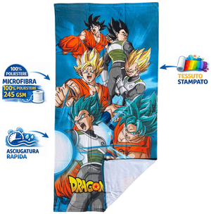 Telo Mare Dragon Ball Super Asciugamano per Bambini in Microfibra CM 140x70 - Db24-003