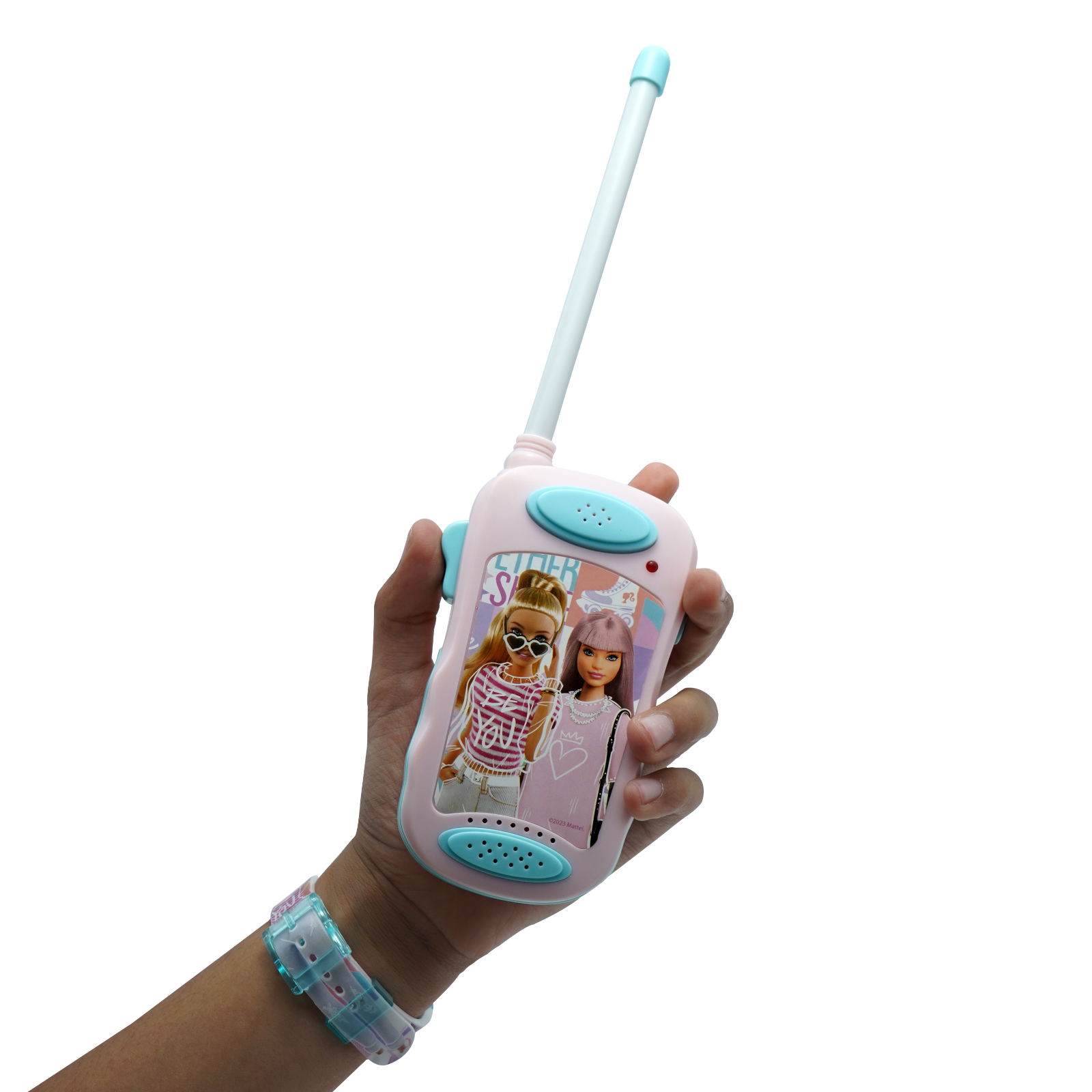 Set 2 Walkie Talkies con Orologio Digitale Barbie Gioco Radio Trasmittenti per Bambini in Scatola - B00020
