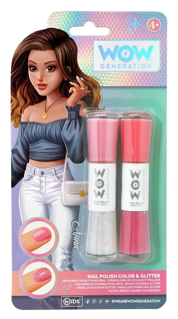 Smalto 2 in 1 per Bambine Colore e Glitter Confezione da 2 Pezzi - Wow00013/1