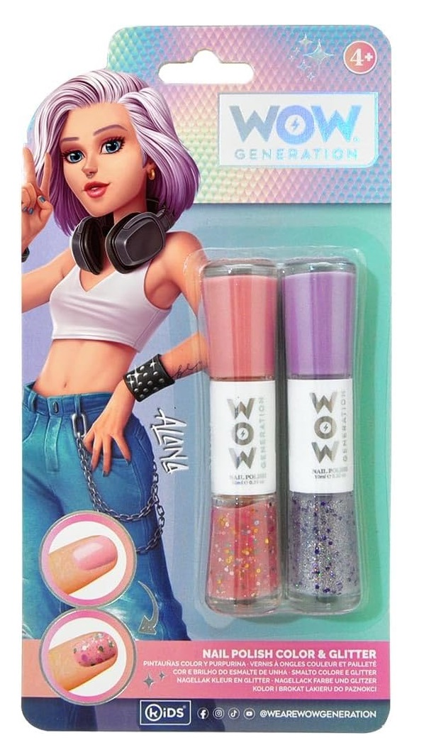 Smalto 2 in 1 per Bambine Colore e Glitter Confezione da 2 Pezzi - Wow00013/2