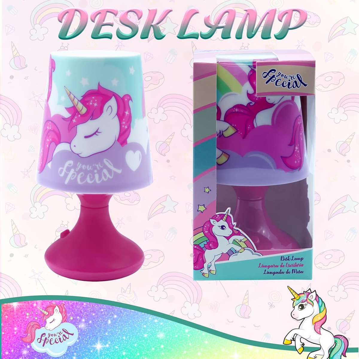 Luce Lampada Unicorno Comodino a Batterie Confezione Regalo - Kl11488