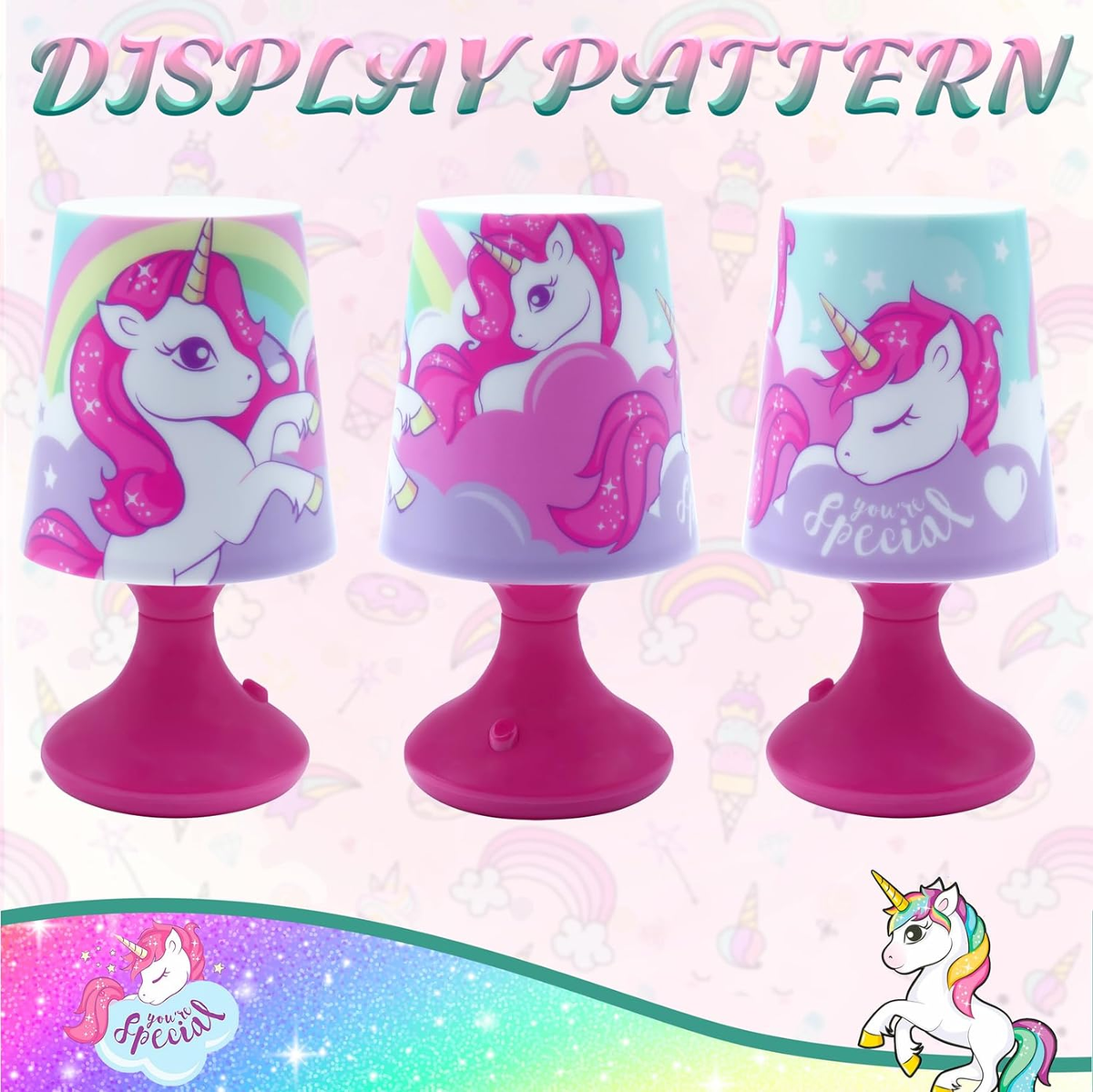 Luce Lampada Unicorno Comodino a Batterie Confezione Regalo - Kl11488