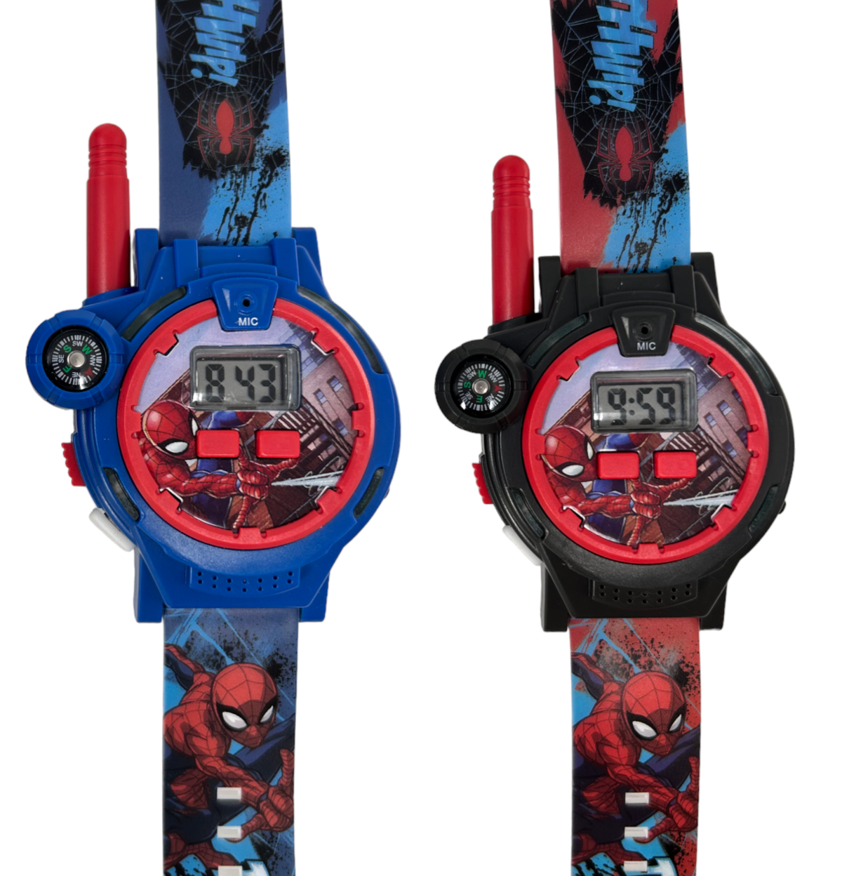 Orologio Walkie Talkie Spiderman MARVEL 2 Pezzi Multifunzione Radiotrasmittenti Torcia Bussola