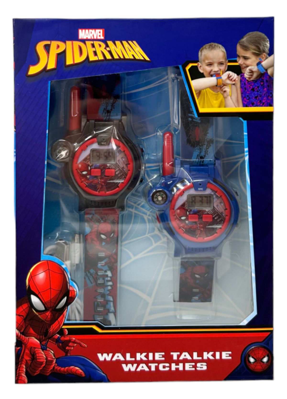 Orologio Walkie Talkie Spiderman MARVEL 2 Pezzi Multifunzione Radiotrasmittenti Torcia Bussola