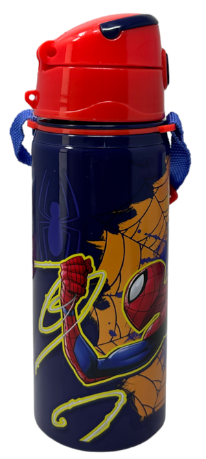 Borraccia in Alluminio con Cannuccia Spiderman MARVEL 600 Ml Apertura Automatica - Sp50073