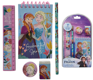 Set Cancelleria Frozen DISNEY 5 Pezzi Block Notes Matita Gomma Temperamatite e Righello - Fr50020