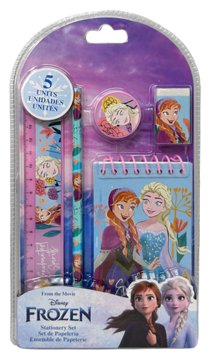Set Cancelleria Frozen DISNEY 5 Pezzi Block Notes Matita Gomma Temperamatite e Righello - Fr50020