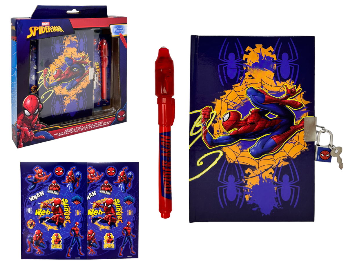 Diario Segreto con Lucchetto Spiderman MARVEL + Accessori in Confezione Regalo - Sp50069