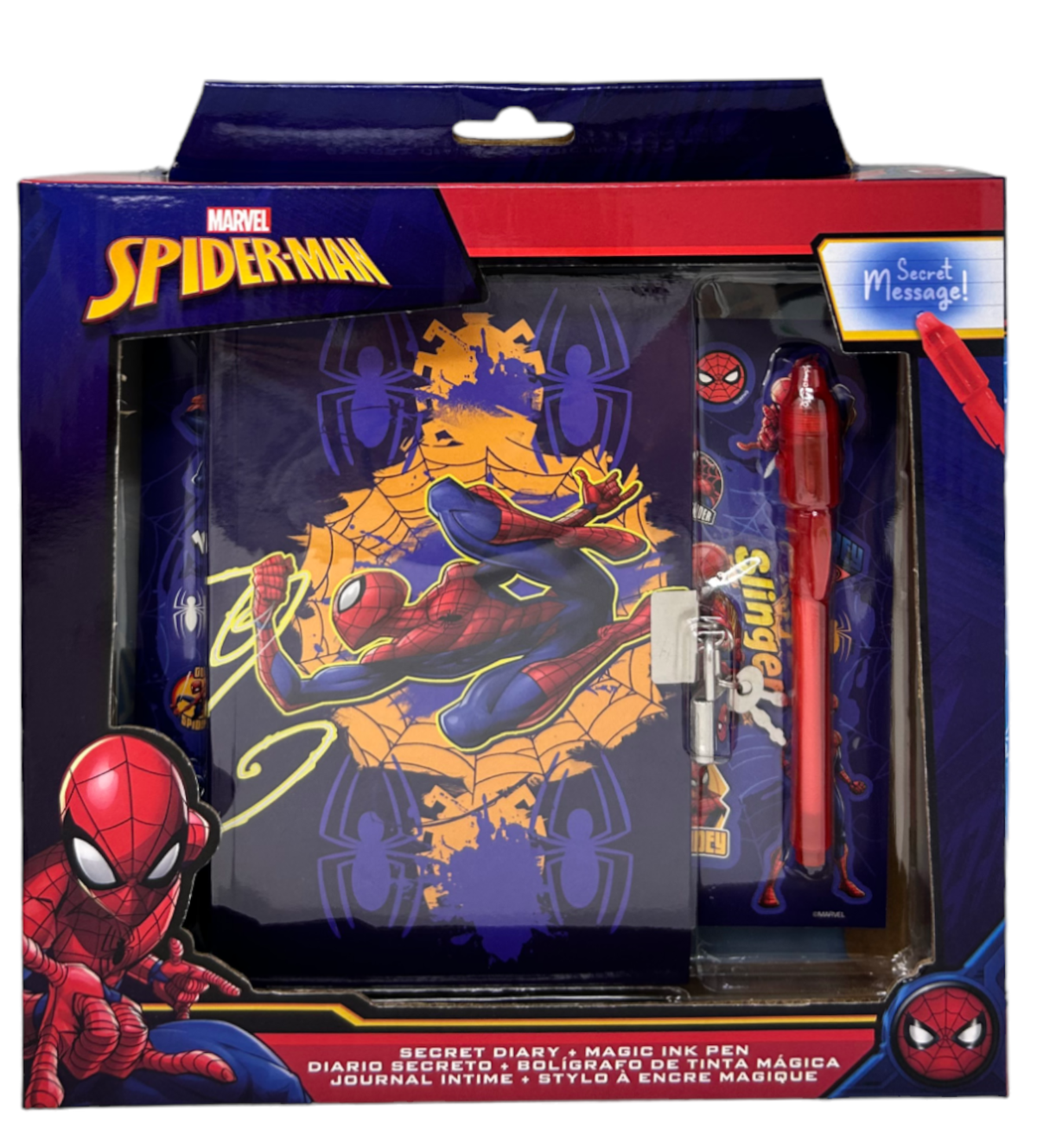 Diario Segreto con Lucchetto Spiderman MARVEL + Accessori in Confezione Regalo - Sp50069