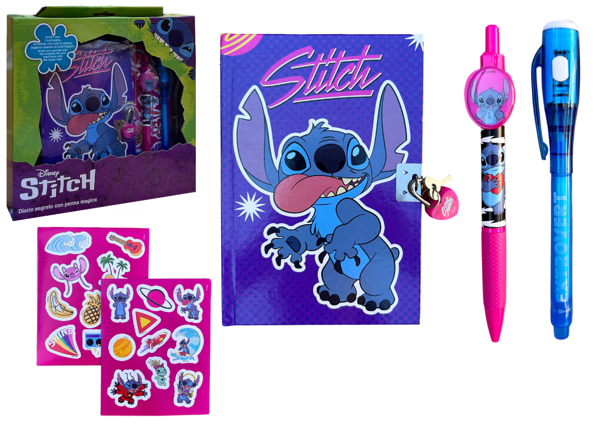 Diario Segreto Stitch DISNEY con Penna Magica Adesivi in Confezione - Lst0822