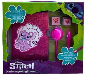 Diario Segreto Glitter Angel Stitch DISNEY con Penna Magica e Accessori con Confezione - Lst0824