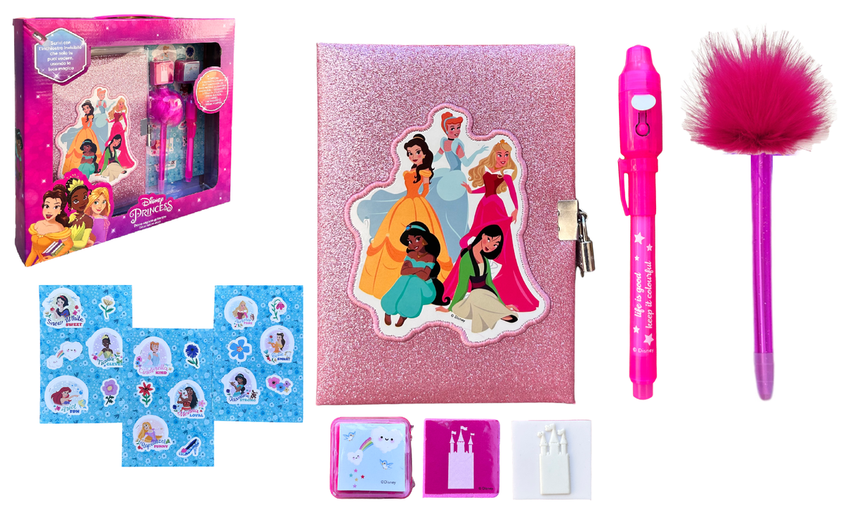 Diario Segreto Glitter Principesse DISNEY con Penna Magica e Accessori con Confezione - Pr0824