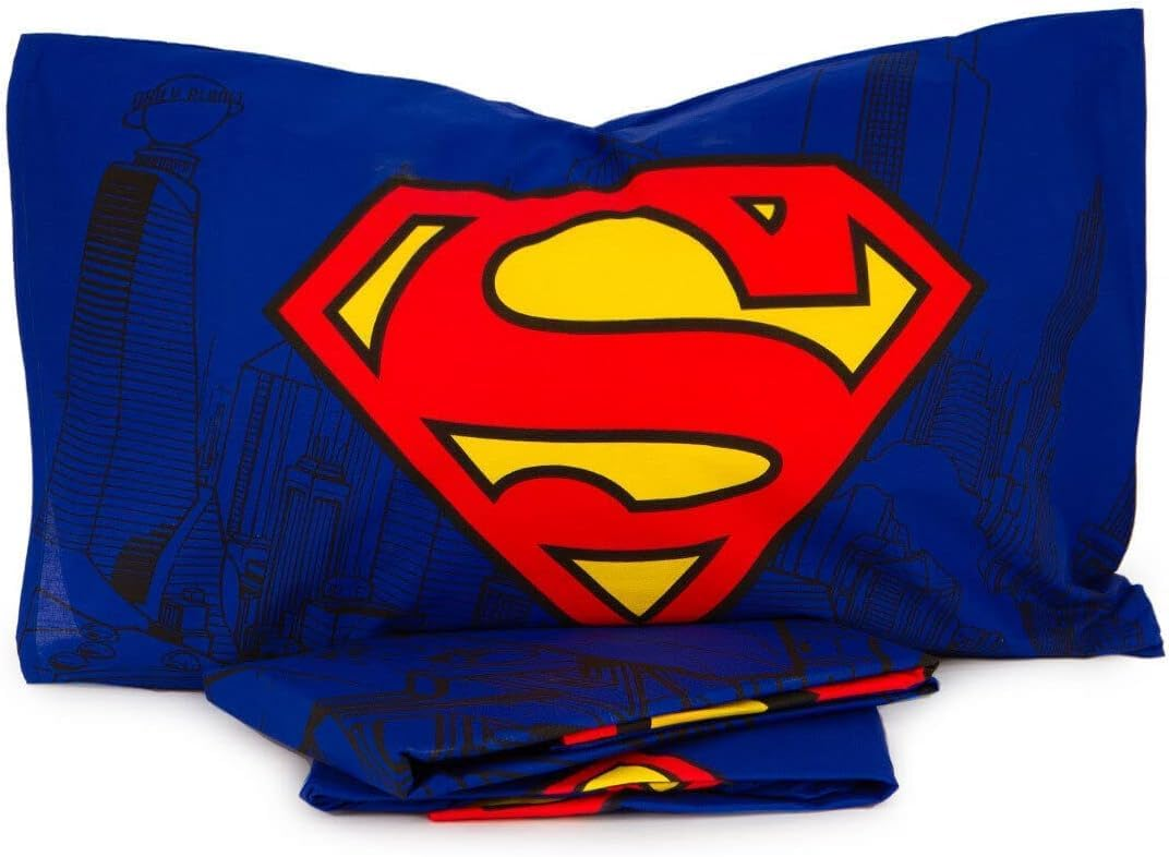 Completo Lenzuola Superman Sottolenzuola Lenzuola Federa Letto Singolo