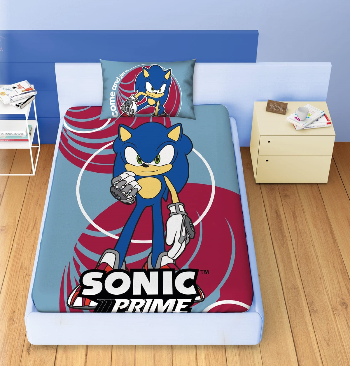 Completo Lenzuola 3 Pezzi Sonic per Letto una Piazza e Mezza Lenzuola in 100% Cotone