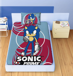 Completo Lenzuola 3 Pezzi Sonic per Letto una Piazza e Mezza Lenzuola in 100% Cotone