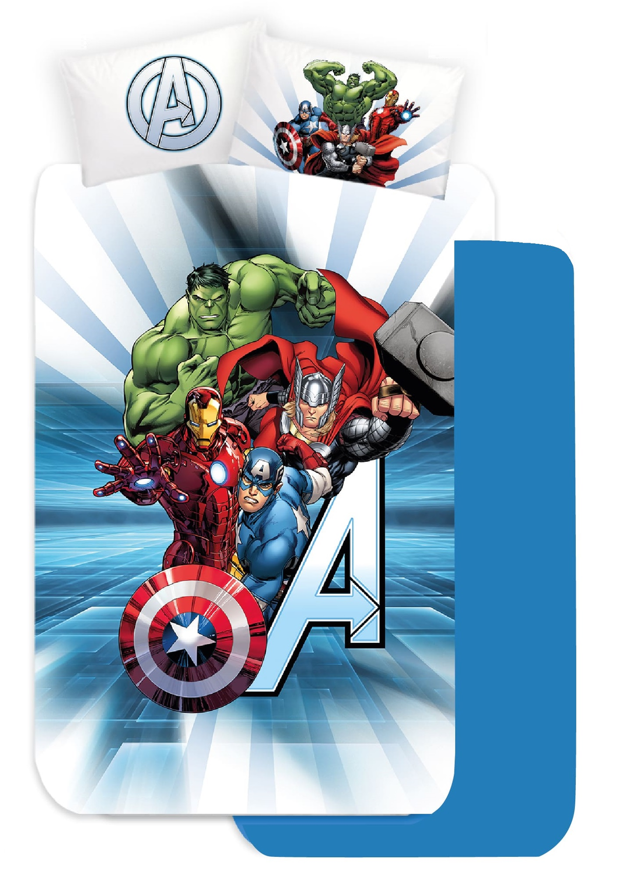 Completo Lenzuola 3 Pezzi Avengers MARVEL per Letto una Piazza e Mezza Lenzuola in 100% Cotone