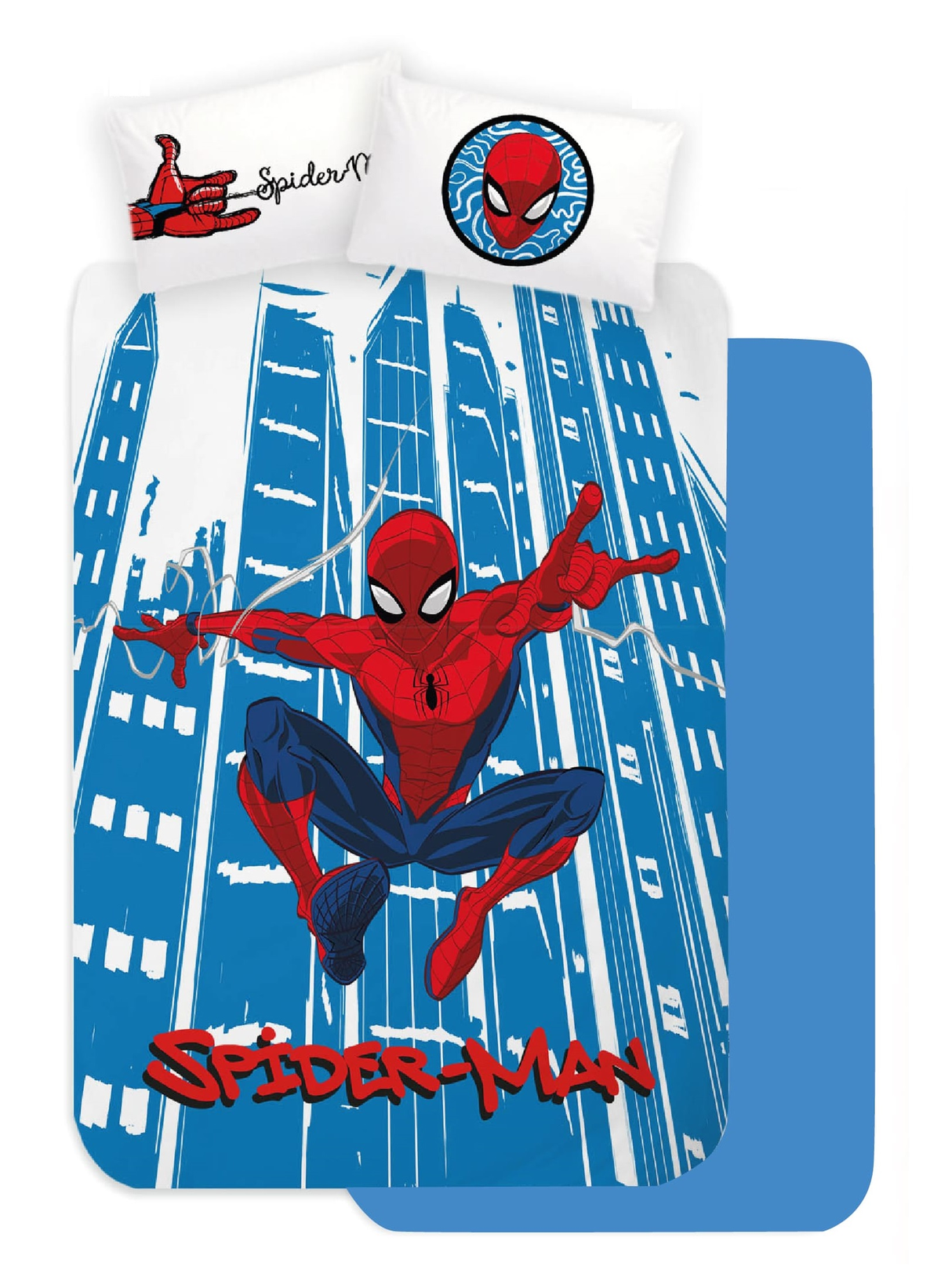 Completo Lenzuola 3 Pezzi Spiderman MARVEL per Letto una Piazza e Mezza Lenzuola in 100% Cotone