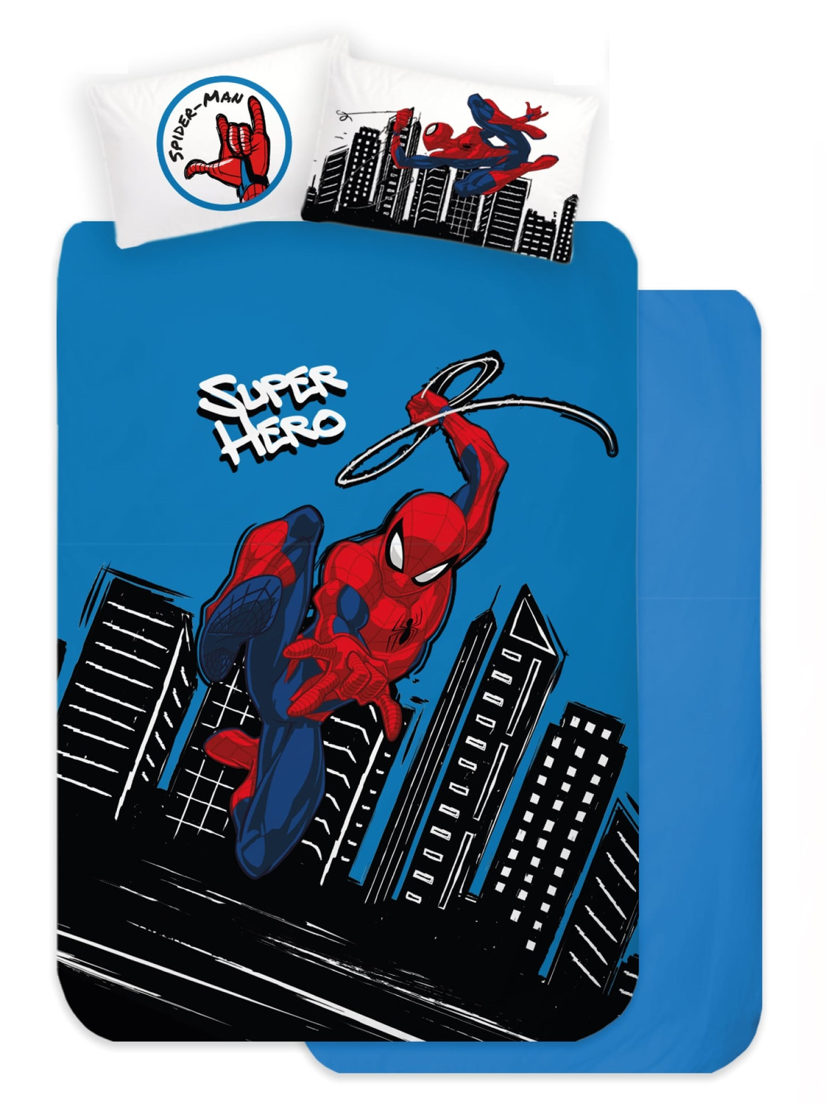 Completo Lenzuola 3 Pezzi Spiderman MARVEL per Letto una Piazza e Mezza Lenzuola in 100% Cotone
