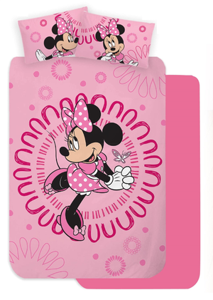 Completo Lenzuola 3 Pezzi Minnie DISNEY per Letto una Piazza e Mezza Lenzuola in 100% Cotone