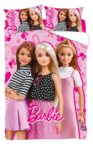 Completo Lenzuola 3 Pezzi Barbie per Letto una Piazza e Mezza Lenzuola in 100% Cotone