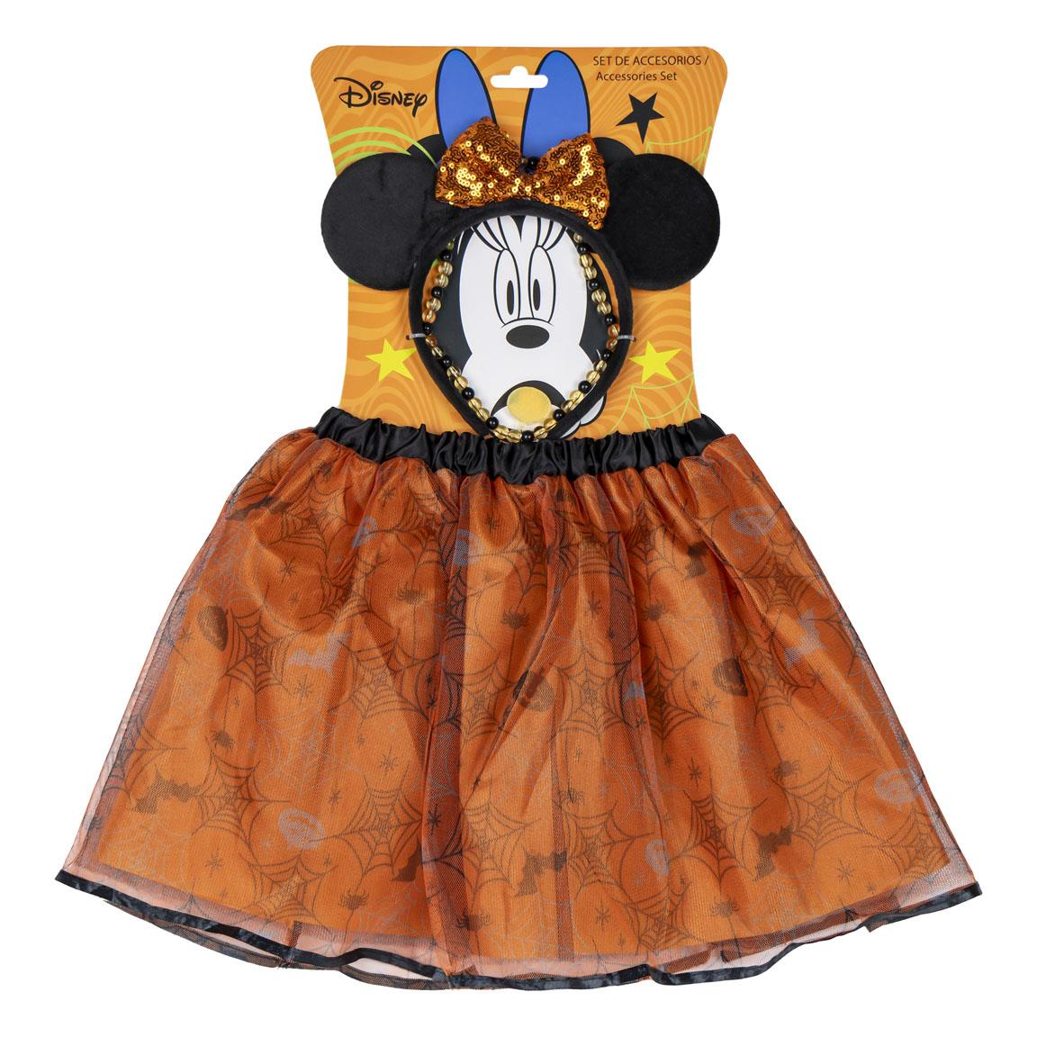 Set Travestimento Minnie DISNEY 3 Pezzi Gonna Cerchietto Collana Accessori Halloween  Bambina - 2671