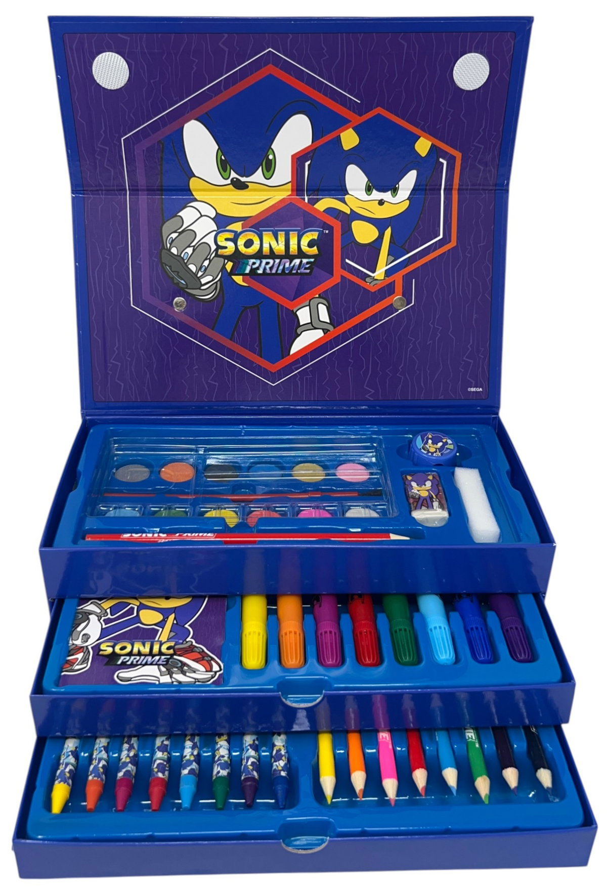 Colori Sonic Prime 52 Pezzi Kit Pennarelli Acquerelli e Pastelli Scatola con Cassetti - 2871