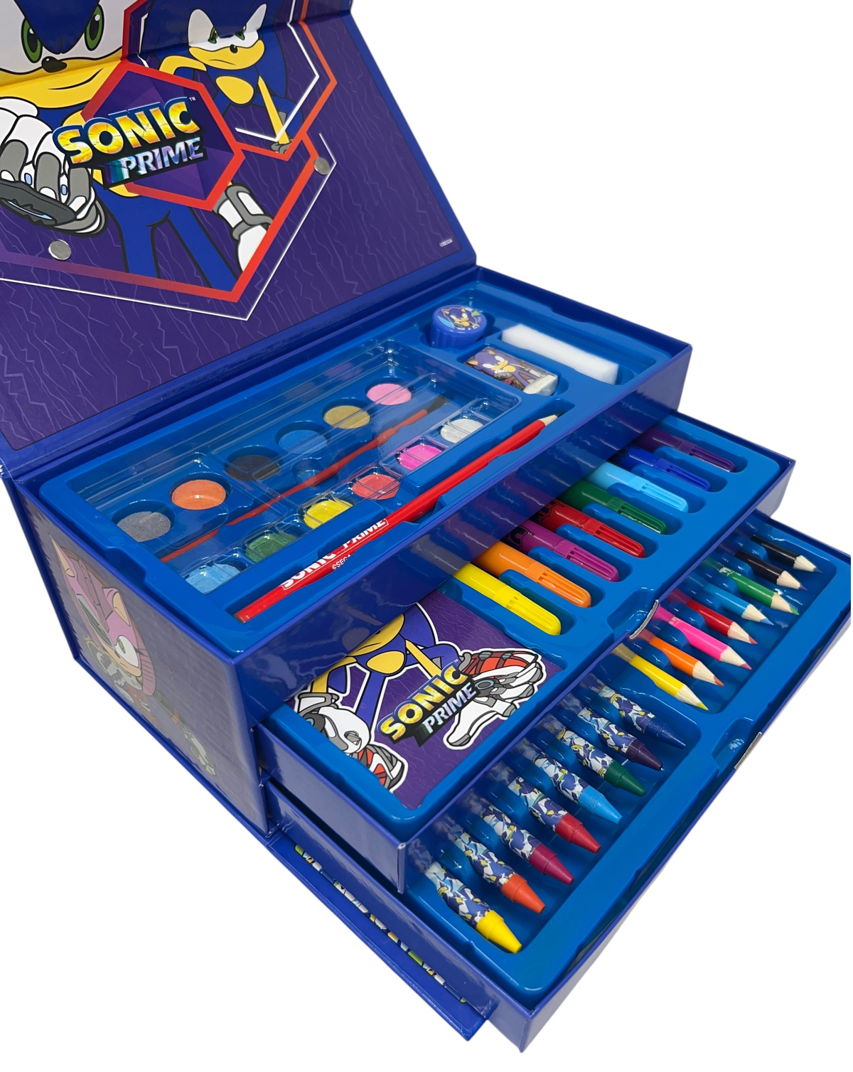 Colori Sonic Prime 52 Pezzi Kit Pennarelli Acquerelli e Pastelli Scatola con Cassetti - 2871